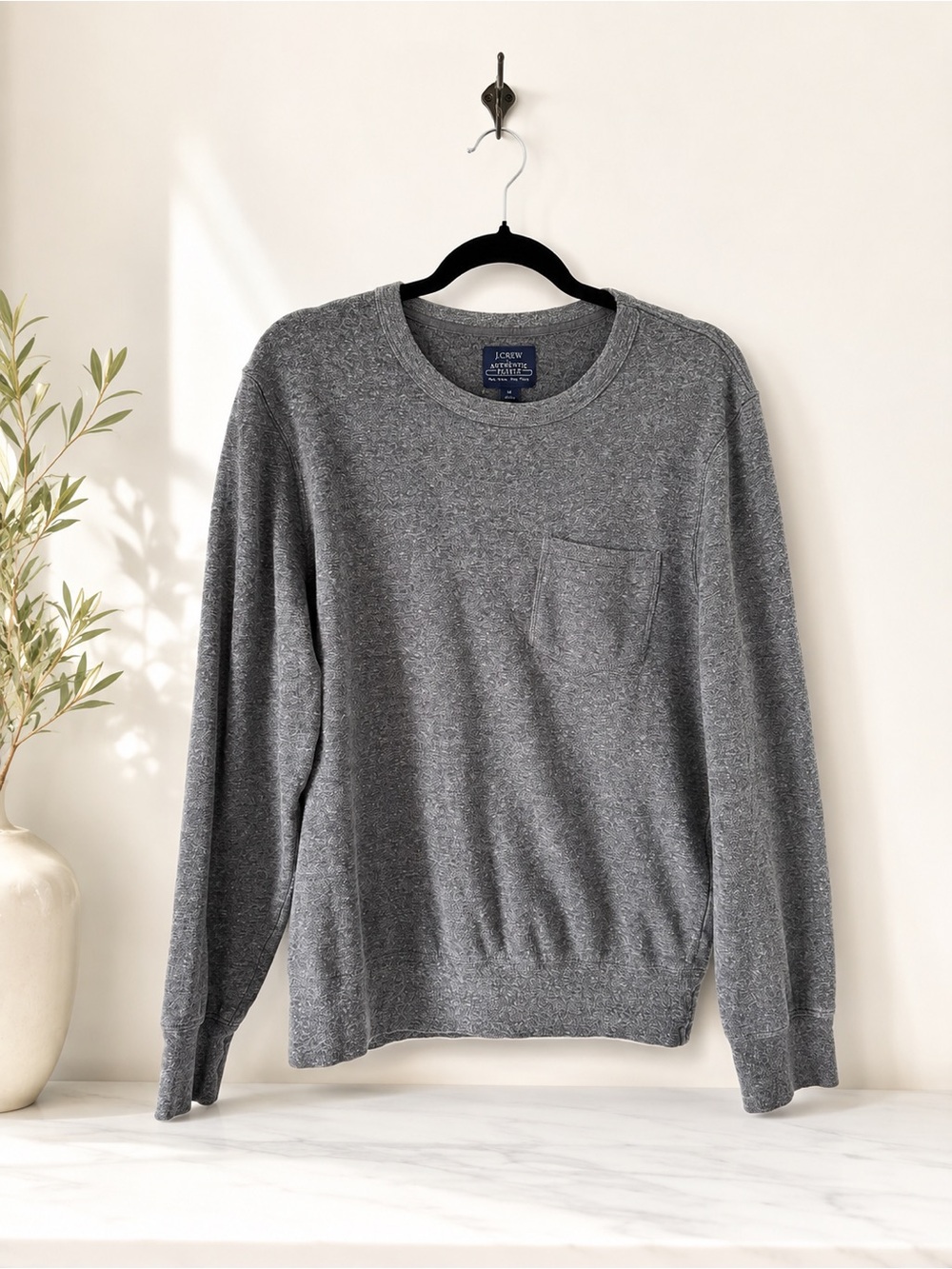 J.Crew Authentic Fleece Gray Pocket Sweatshirt M